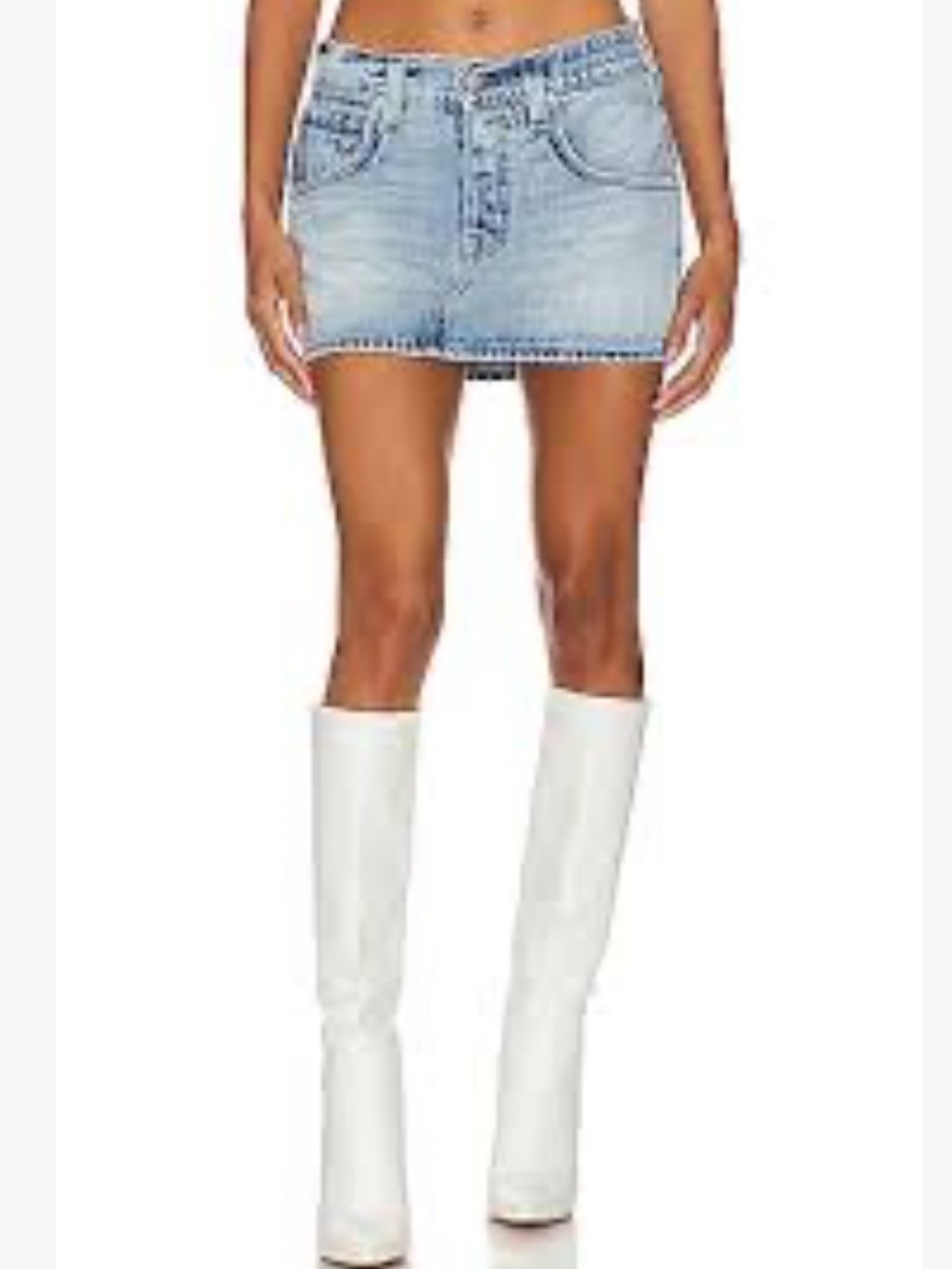 Cotton Citizen Faded Light Blue Denim Mini Skirt